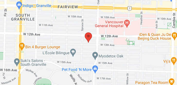 map of 102 1055 W 13TH AVENUE